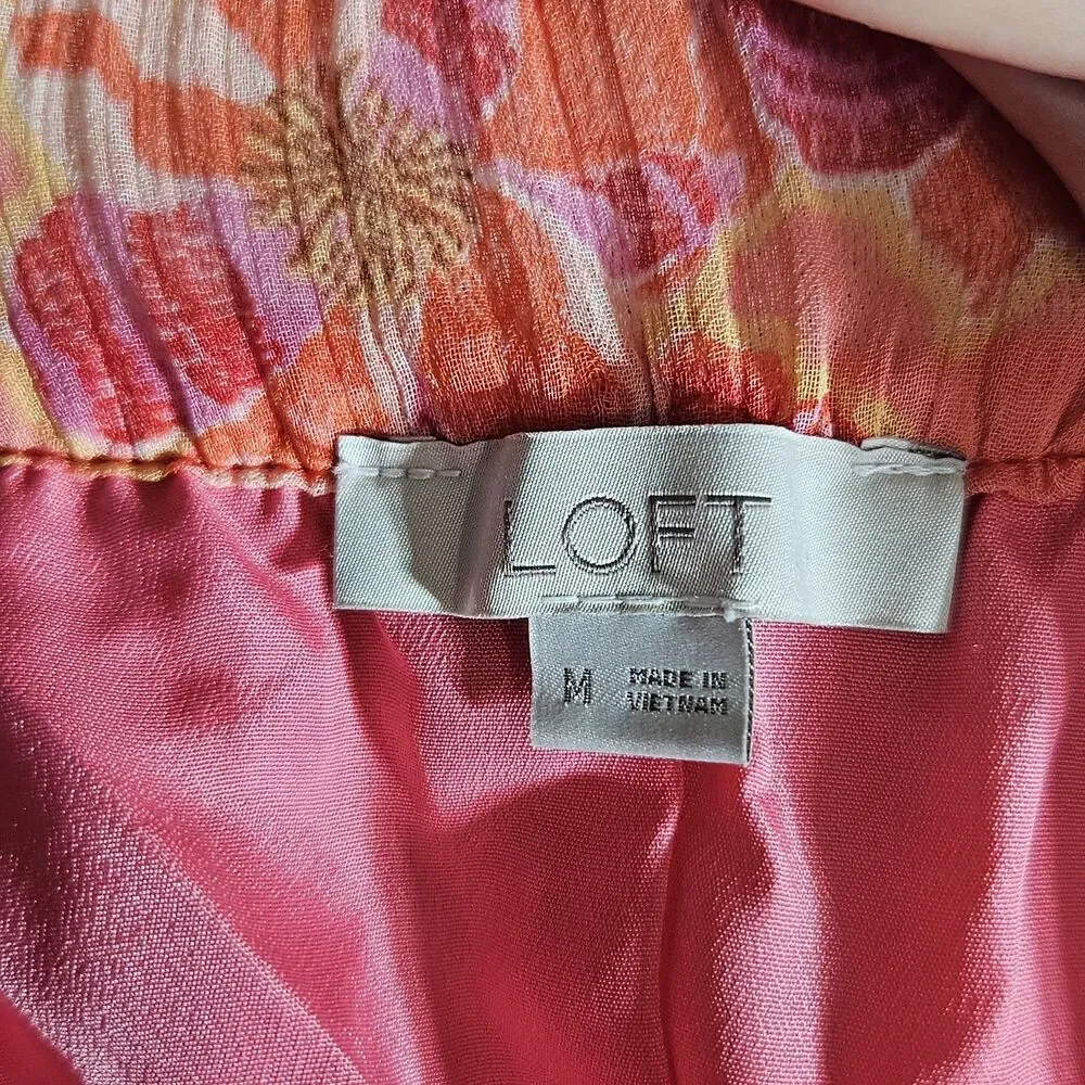 Loft Womens M Pink Red Floral Maxi Skirt Sample Long Casual Lightweight *SAMPLE* - Picture 3 of 7